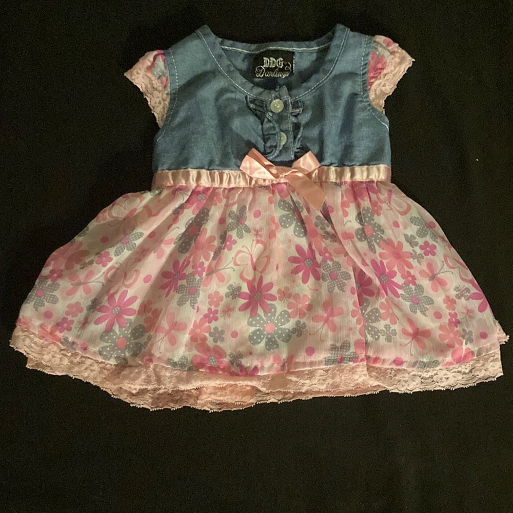 Blue Jean dress with pink lace like tutu